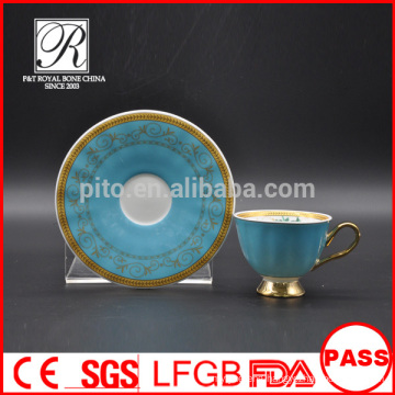 P&T chaozhou factory ,bule color glazed cups and saucers, arabic coffee cups